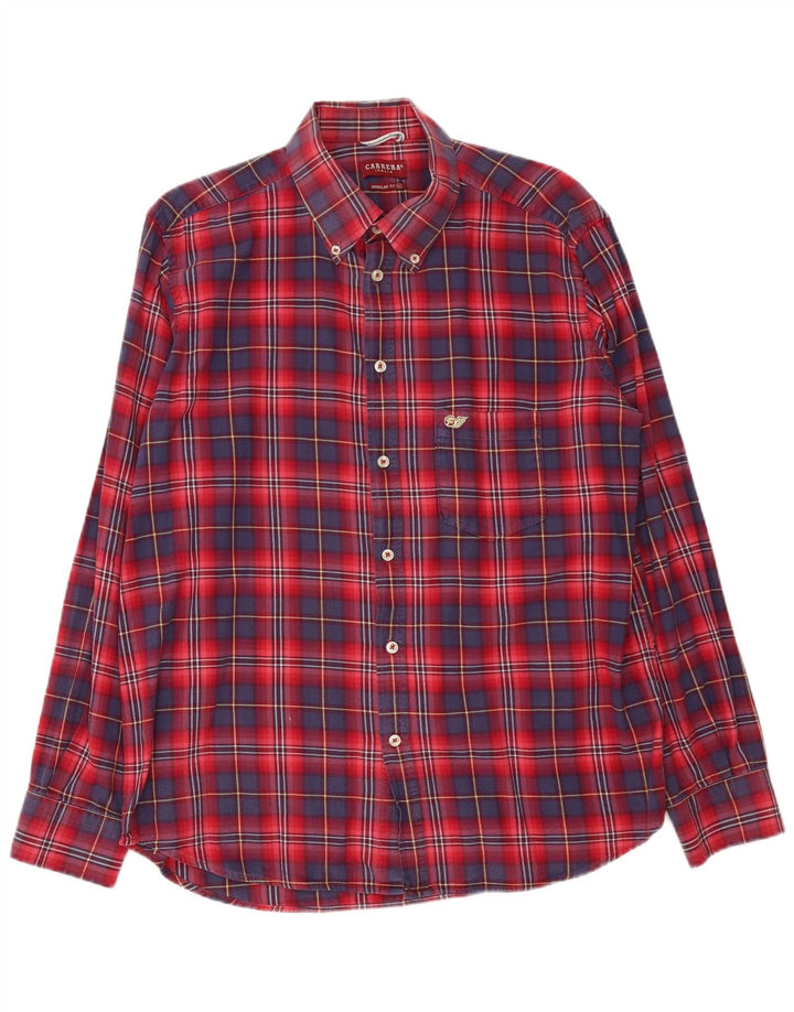 Camicia Carrera da uomo in flanella vestibilità regolare XL cotone a quadri rossi