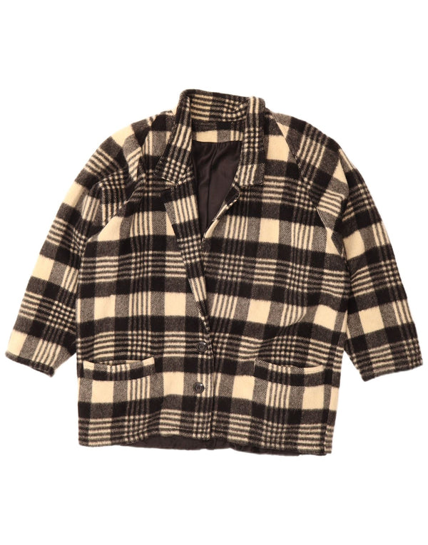 Giacca blazer vintage da donna a 2 bottoni UK 20 2XL a quadri neri