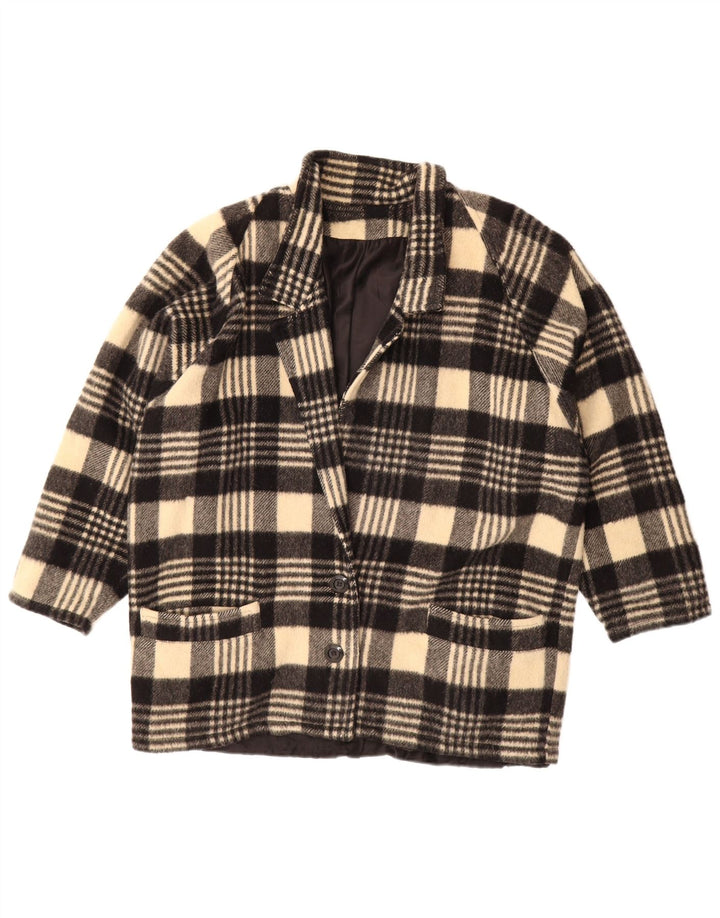 Giacca blazer vintage da donna a 2 bottoni UK 20 2XL a quadri neri