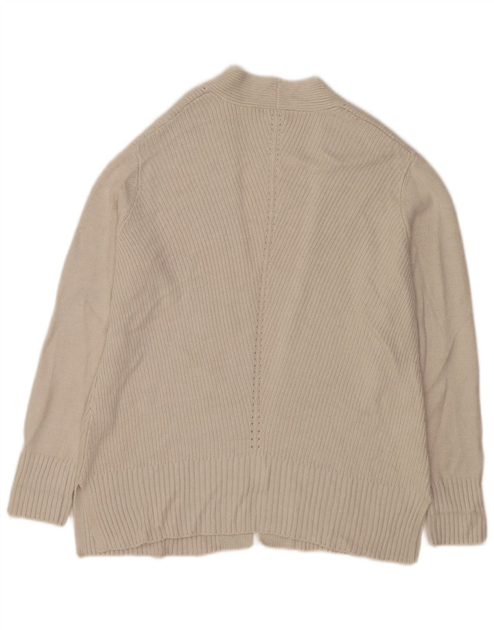 Maglione cardigan aperto da donna Fat Face UK 14 grande acrilico bianco sporco