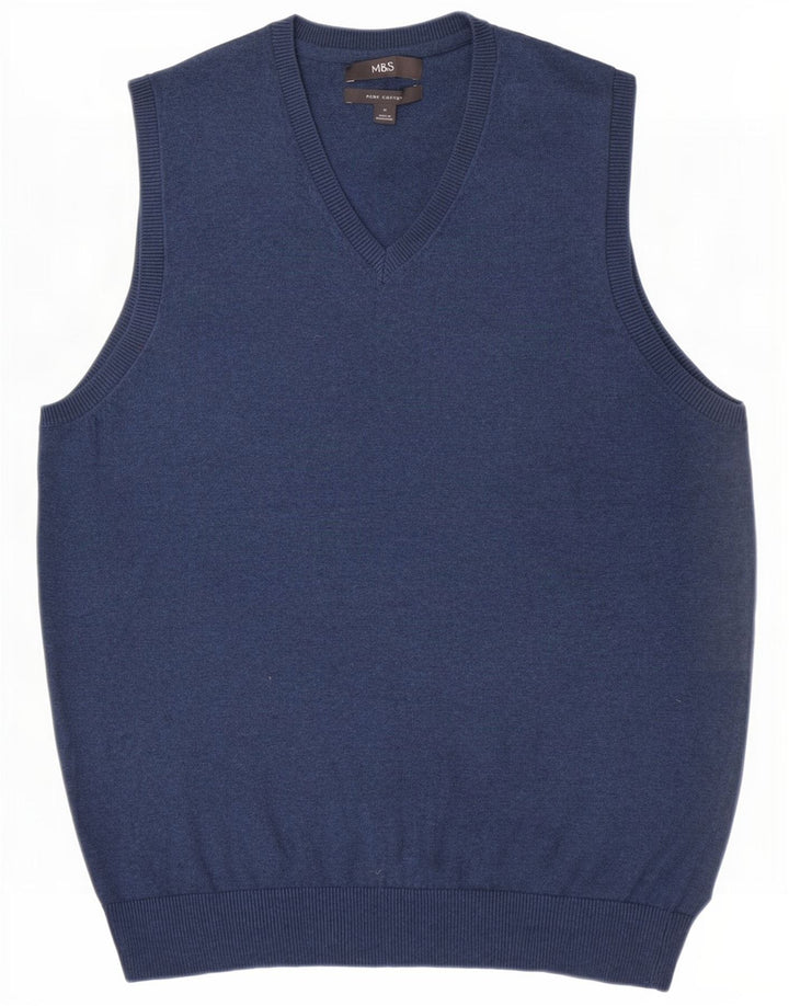 Canotta da uomo Marks & Spencer in cotone blu medio