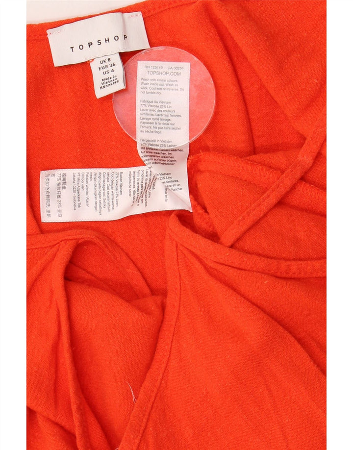 Topshop Canottiera corta da donna con cravatta sul davanti UK 8 piccola viscosa rossa