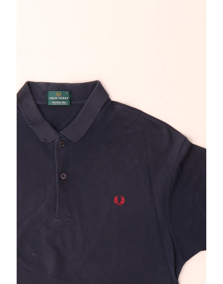 Polo da uomo Fred Perry grande in cotone blu navy