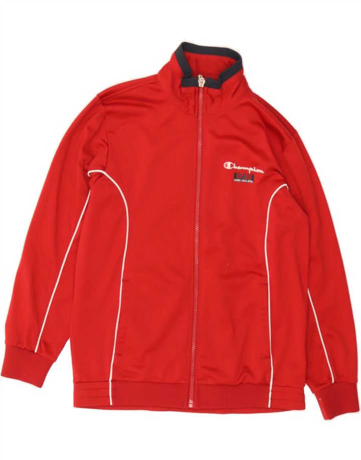 CHAMPION Boys Tracksuit Top Jacket 9-10 Years Medium  Red Polyester Vintage Champion and Second-Hand Champion from Messina Hembry 