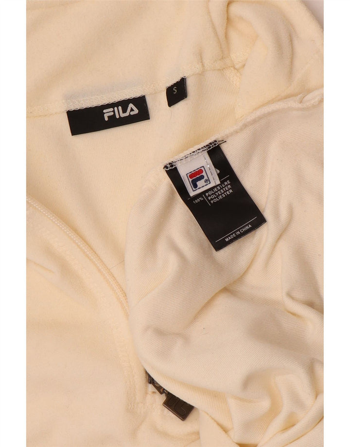 Maglione in pile da donna Fila con collo con zip UK 10 piccolo poliestere bianco sporco