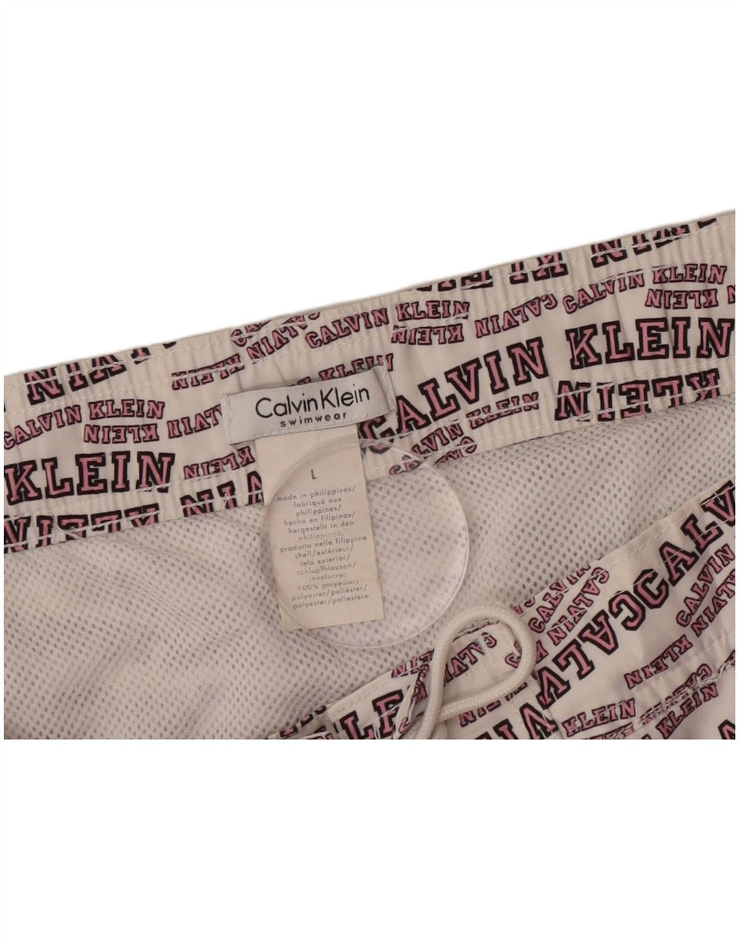 Pantaloncini da bagno grafici da uomo Calvin Klein grandi in poliestere bianco sporco