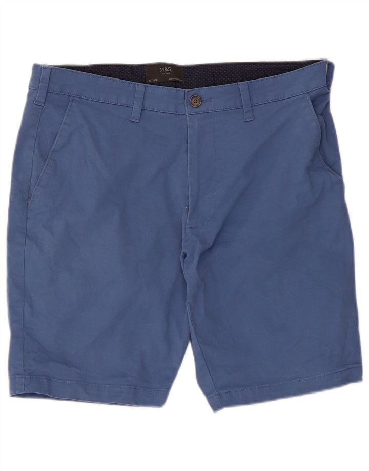 Pantaloncini chino da uomo Marks & Spencer W32 cotone blu medio