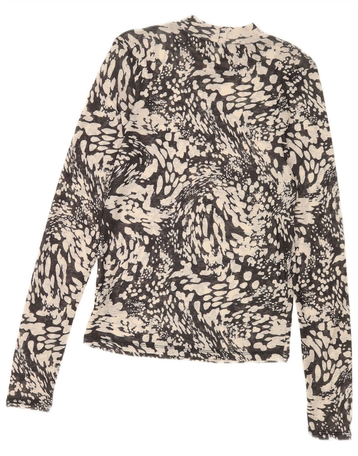 Topshop Top da donna a maniche lunghe UK 14 Grande poliestere maculato grigio