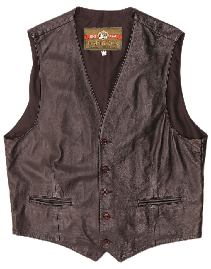 Gilet in pelle da uomo vintage IT 52 grande in pelle nera