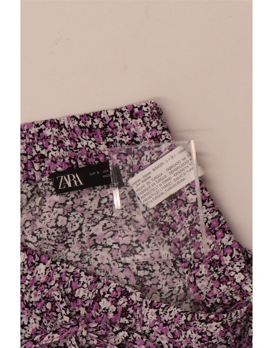 Minigonna a balze ZARA da donna piccola W27 in viscosa floreale multicolore