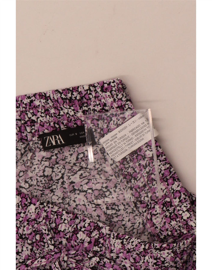 Minigonna a balze ZARA da donna piccola W27 in viscosa floreale multicolore