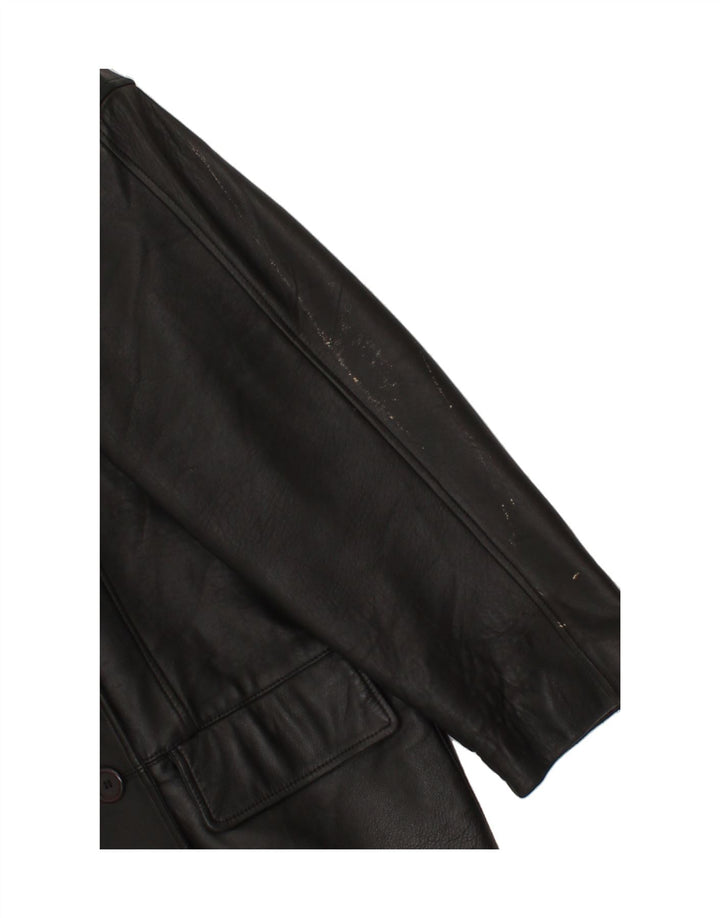 VINTAGE Womens Leather Coat UK 10 Small Black Vintage Vintage and Second-Hand Vintage from Messina Hembry 