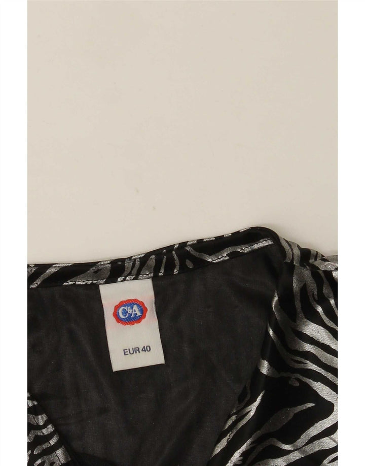 C&A Camicetta da donna con cravatta sul davanti EU 40 Poliestere nero medio con stampa animalier