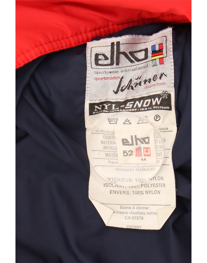 ELHO Womens Hooded Ski Jacket Size 44 XL Red Colourblock Nylon Vintage Elho and Second-Hand Elho from Messina Hembry 