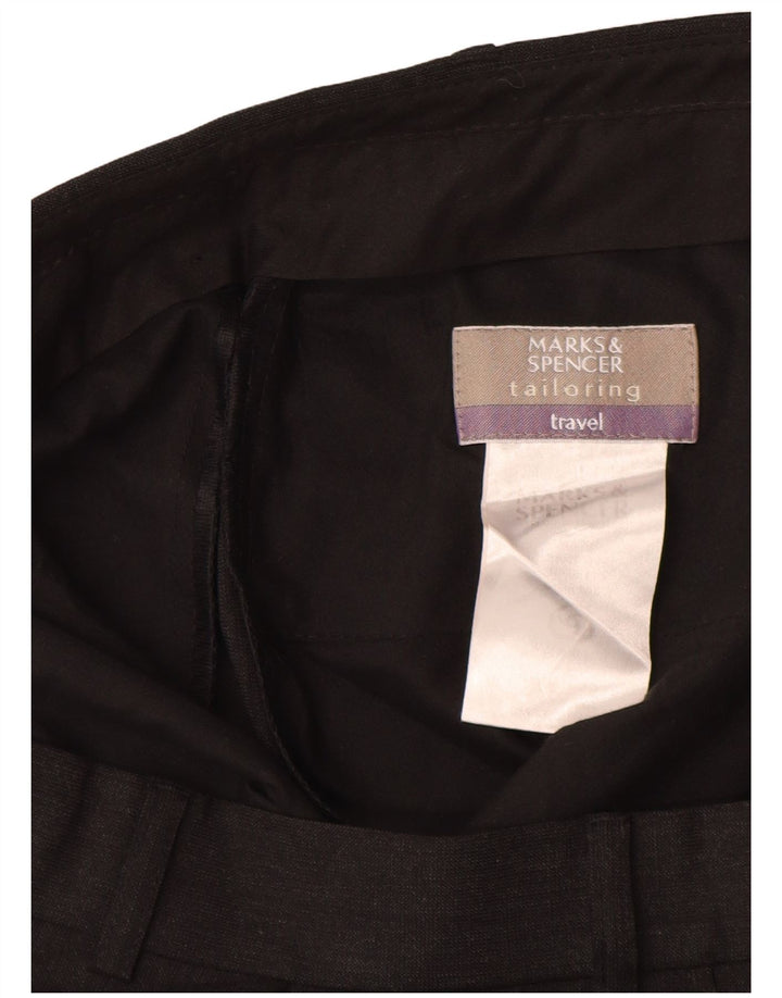 Pantaloni da abito con pegging da uomo Marks & Spencer W36 L32 poliestere nero