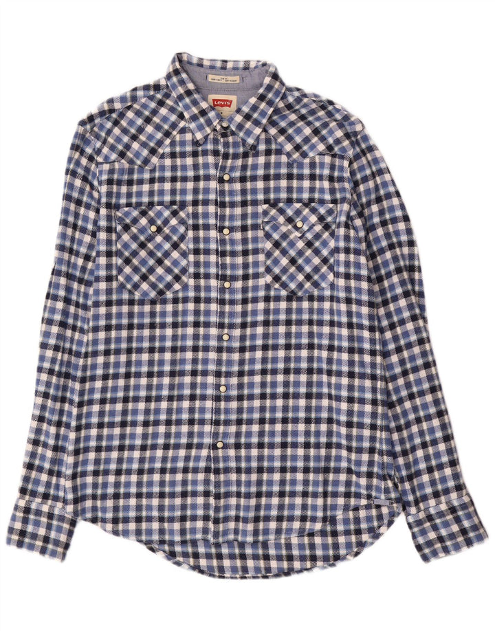 Camicia Levi's da uomo slim fit in flanella di cotone a quadri blu medio