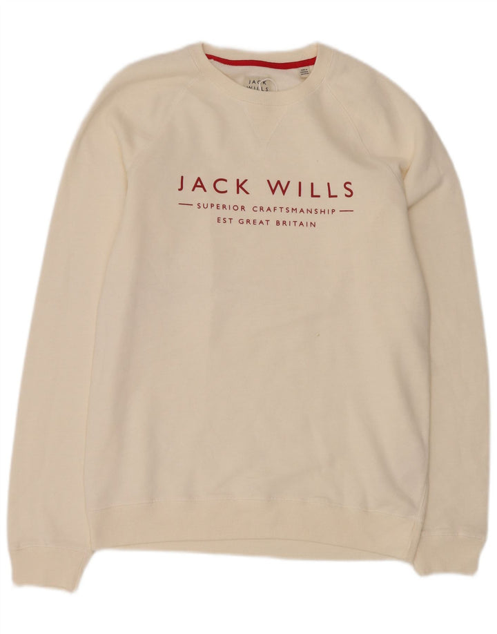 Felpa grafica da uomo Jack Wills, maglione medio, cotone bianco sporco
