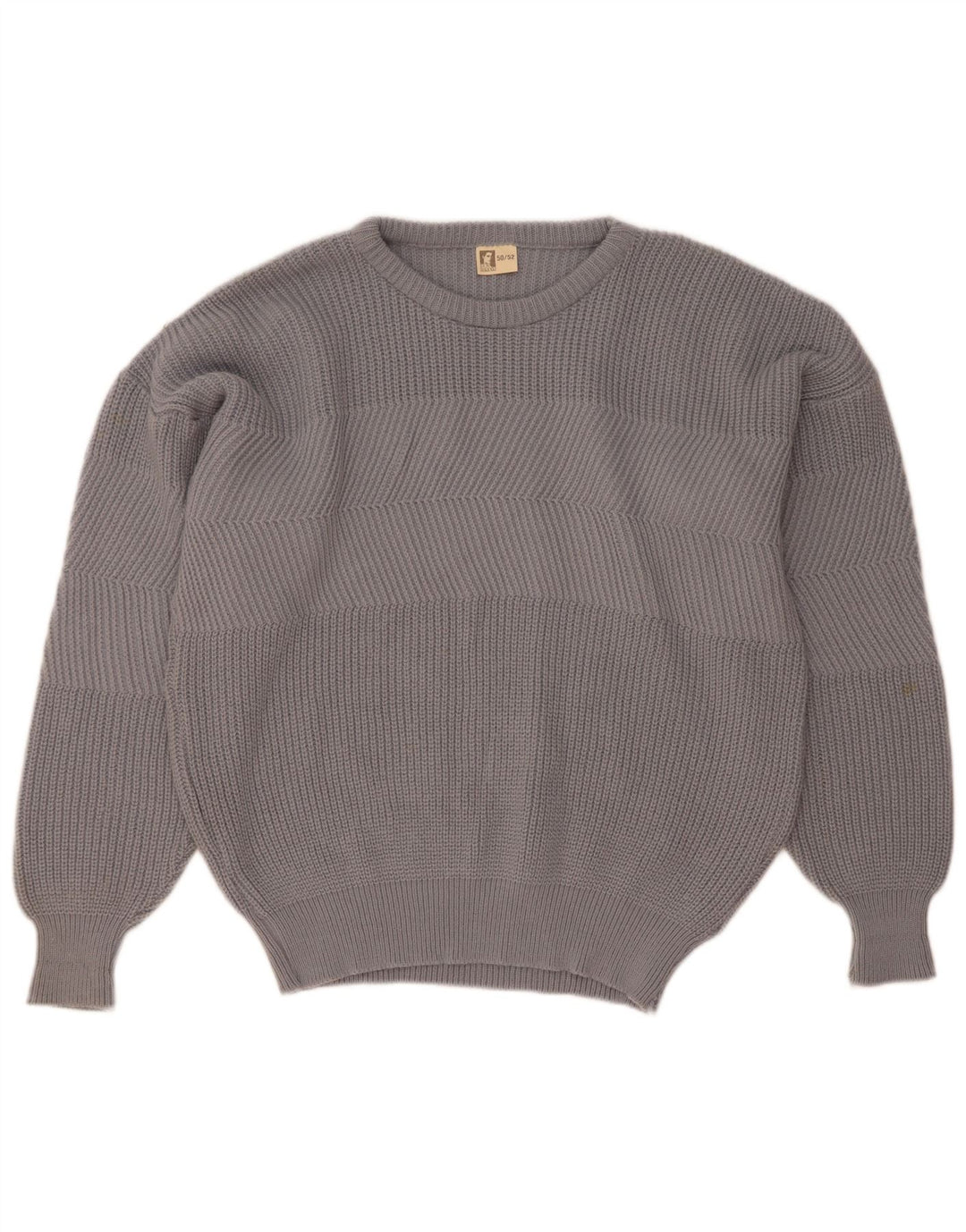 Maglione girocollo da uomo vintage IT 50/52 grande lana grigia