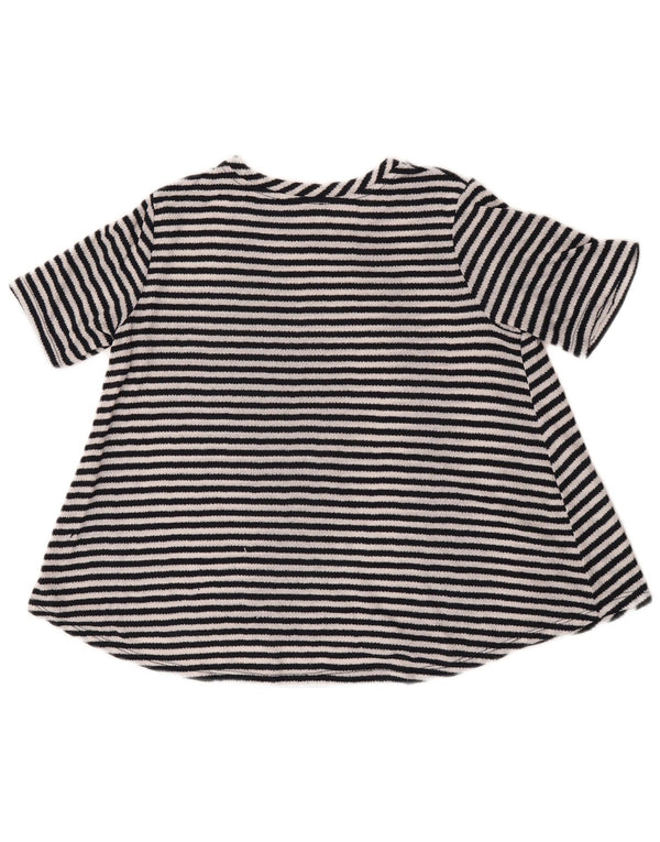 Maglione Zara da donna a maniche corte con scollo a barca UK 10 piccolo a righe nere