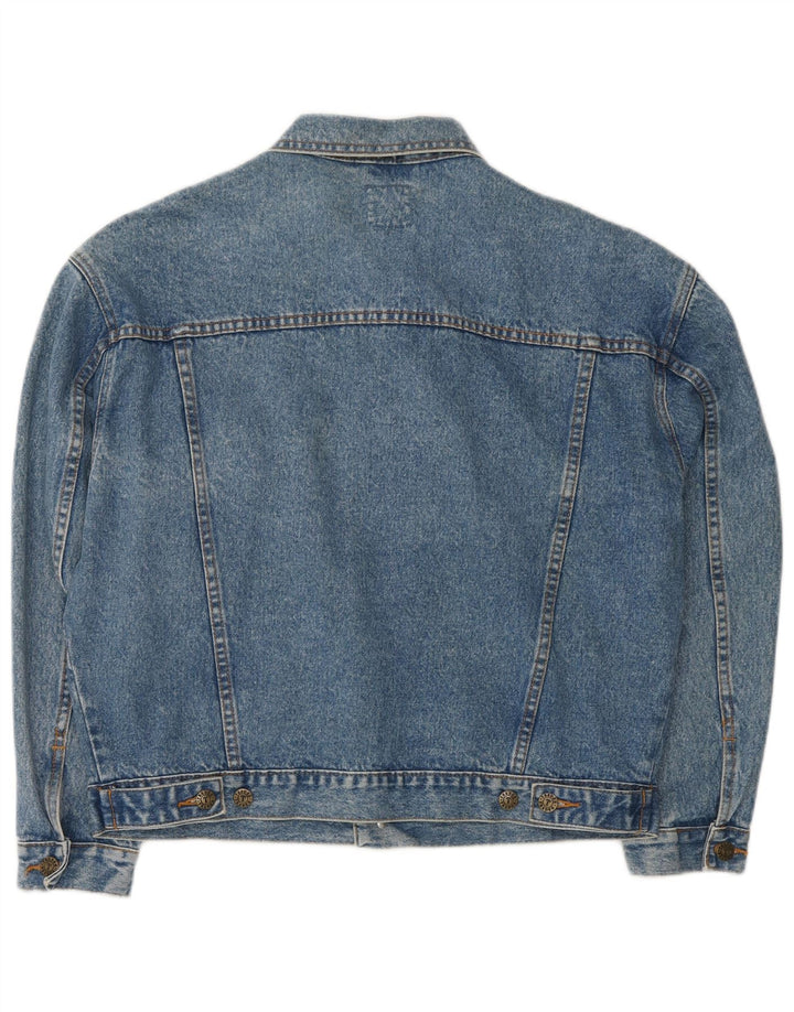 Giacca di jeans oversize da donna vintage UK 14 cotone blu medio