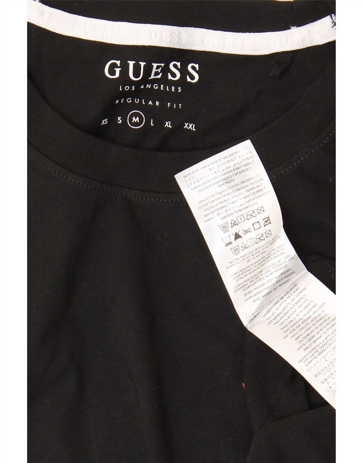 GUESS Top grafico da uomo a maniche lunghe in cotone color block medio nero