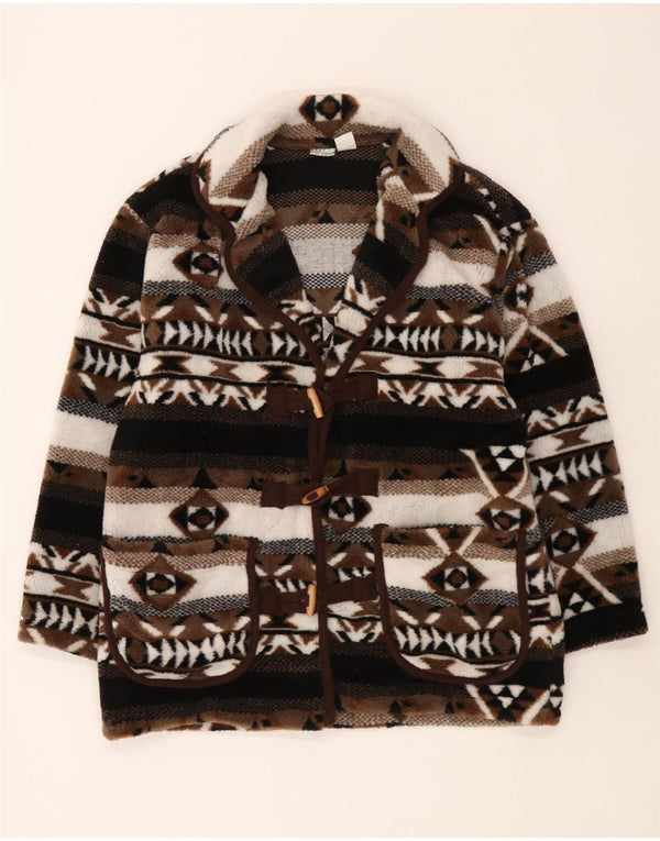Montgomery vintage da donna oversize in maglia UK 10/12 Small Brown Fair Isle