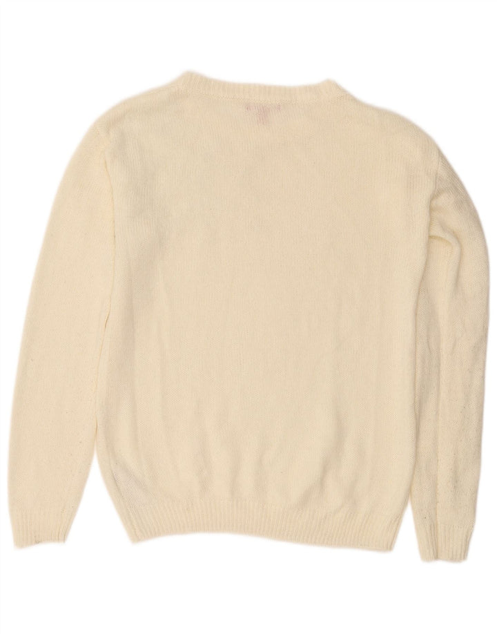 Maglione maglione da donna con scollo a barca Guess UK 14 acrilico bianco medio