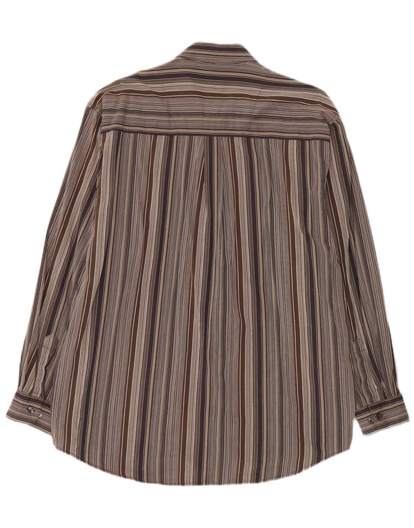 Camicia da uomo Lerros XL in cotone a righe marroni