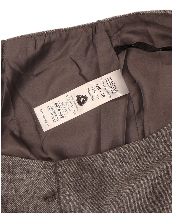 Gonna a trapezio da donna Marks & Spencer UK 16 grande W32 lana grigia