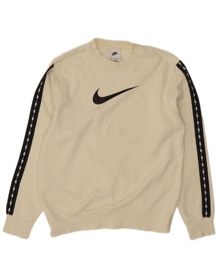 Felpa grafica da uomo Nike Felpa media in cotone color block bianco sporco