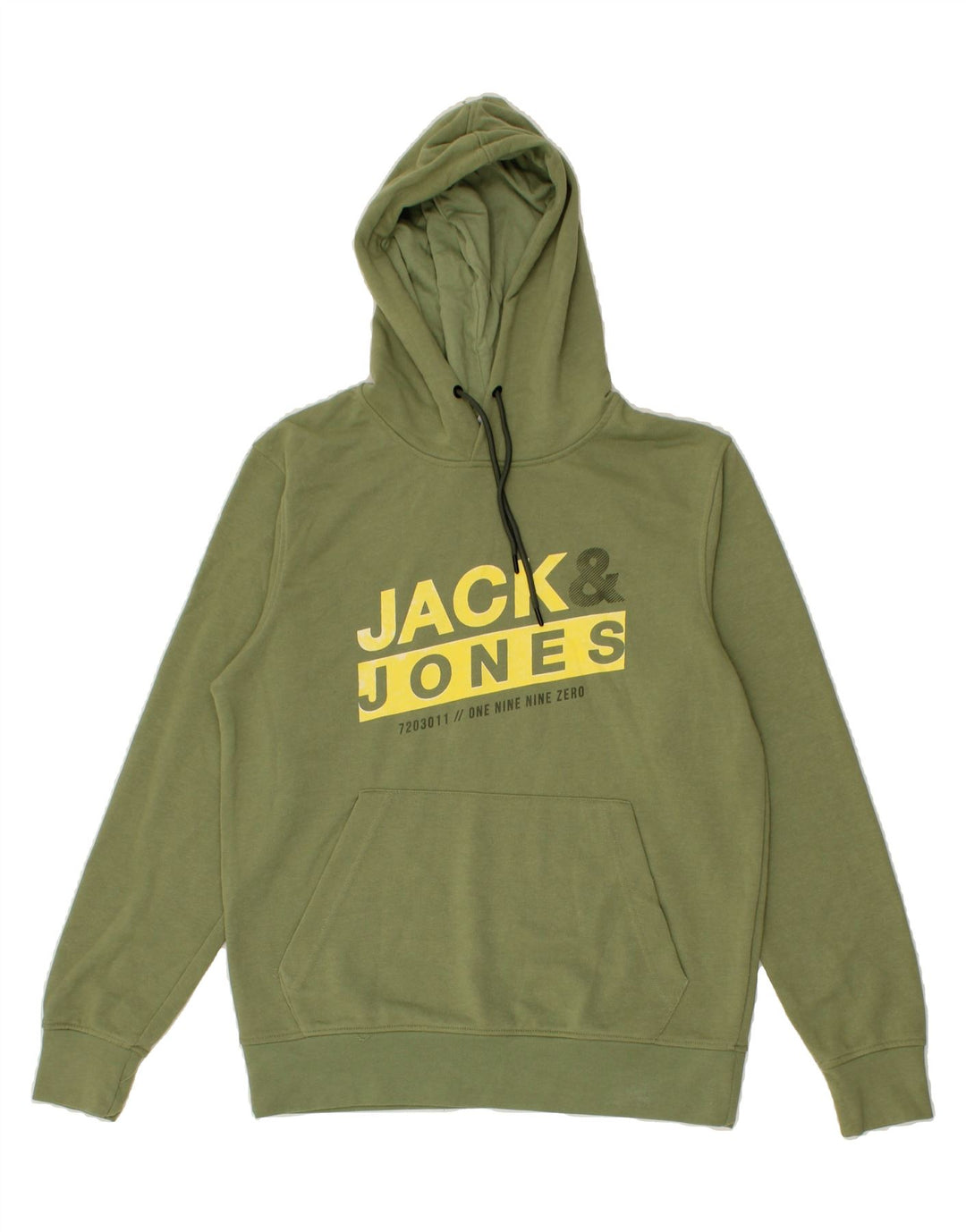 JACK & JONES Mens Graphic Hoodie Jumper Medium Green Cotton Vintage Jack & Jones and Second-Hand Jack & Jones from Messina Hembry 