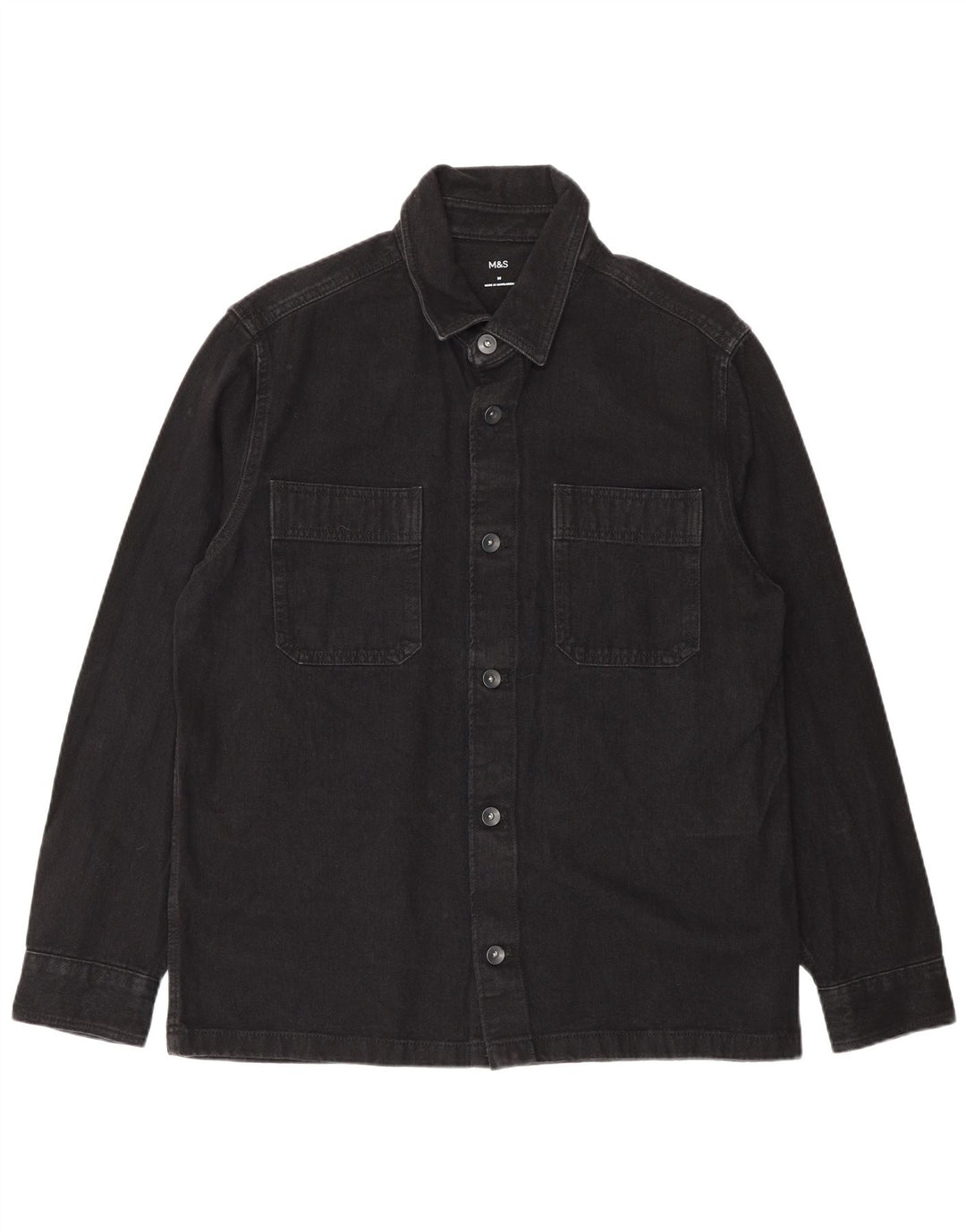 Camicia di jeans da uomo Marks & Spencer in cotone nero medio