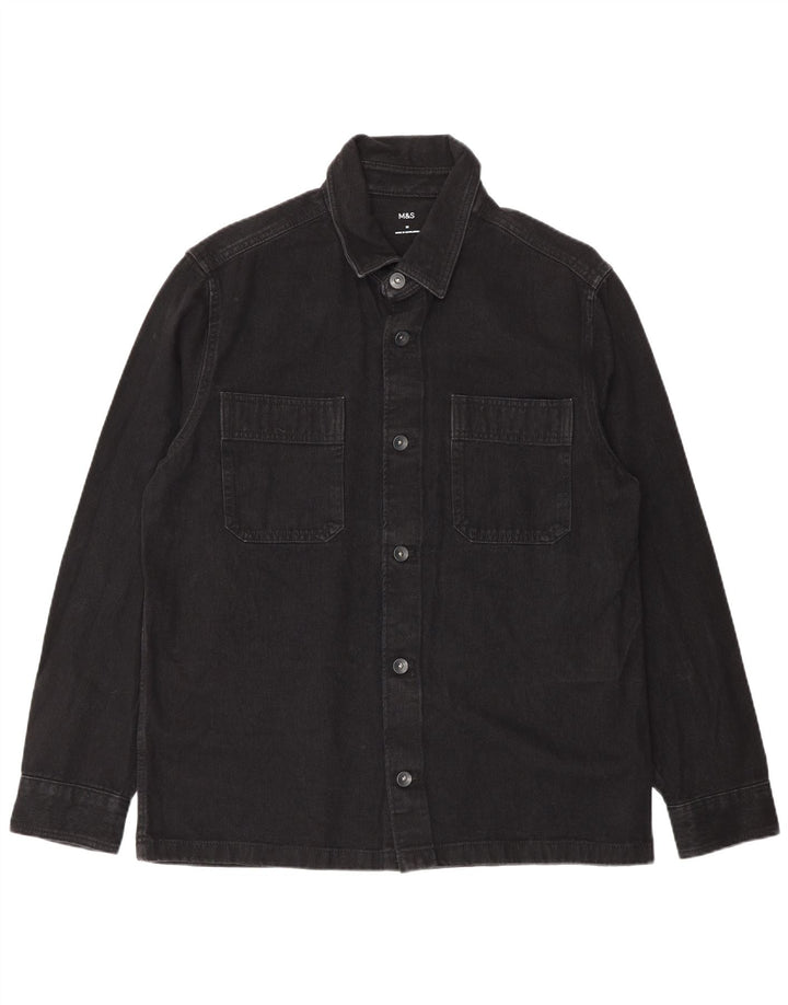 Camicia di jeans da uomo Marks & Spencer in cotone nero medio