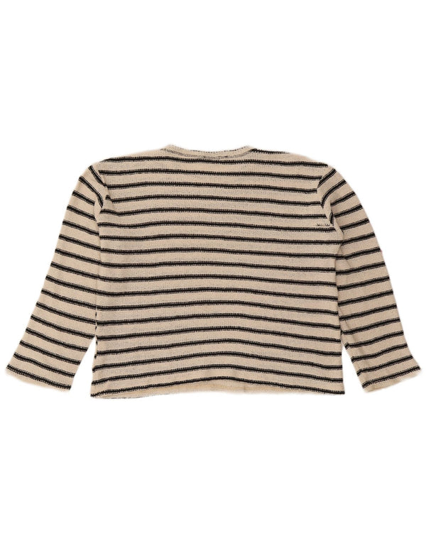 Maglione corto con scollo a barca da donna Zara UK 16 a righe grandi bianco sporco