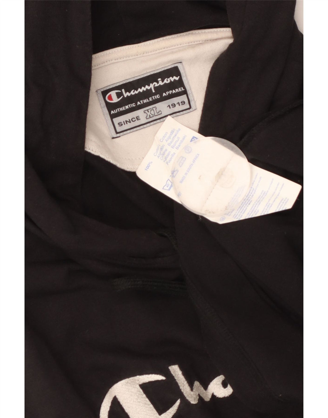 Canotta grafica da uomo con cappuccio Champion XL in cotone nero