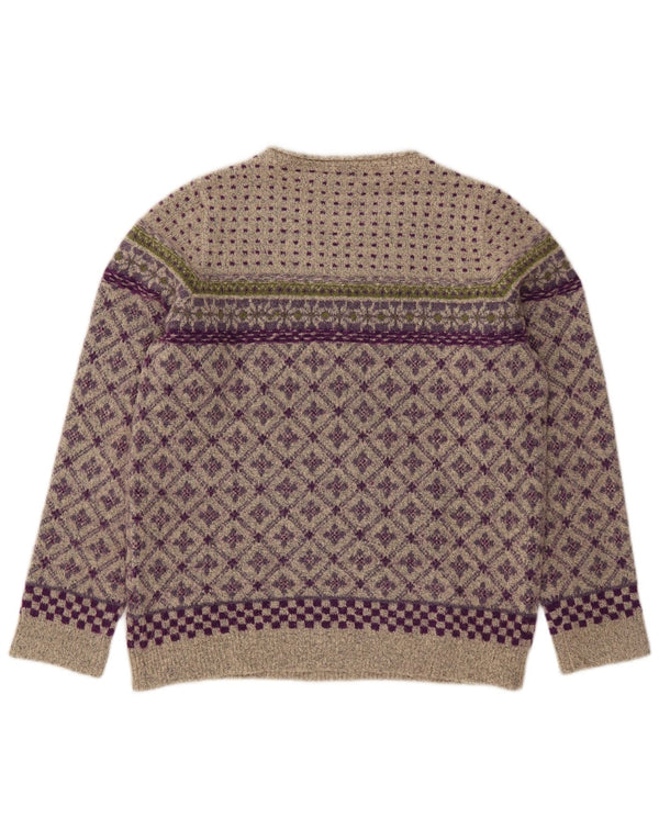 Maglione maglione con scollo a barca da donna Weird Fish UK 14 Large Grey Fair Isle