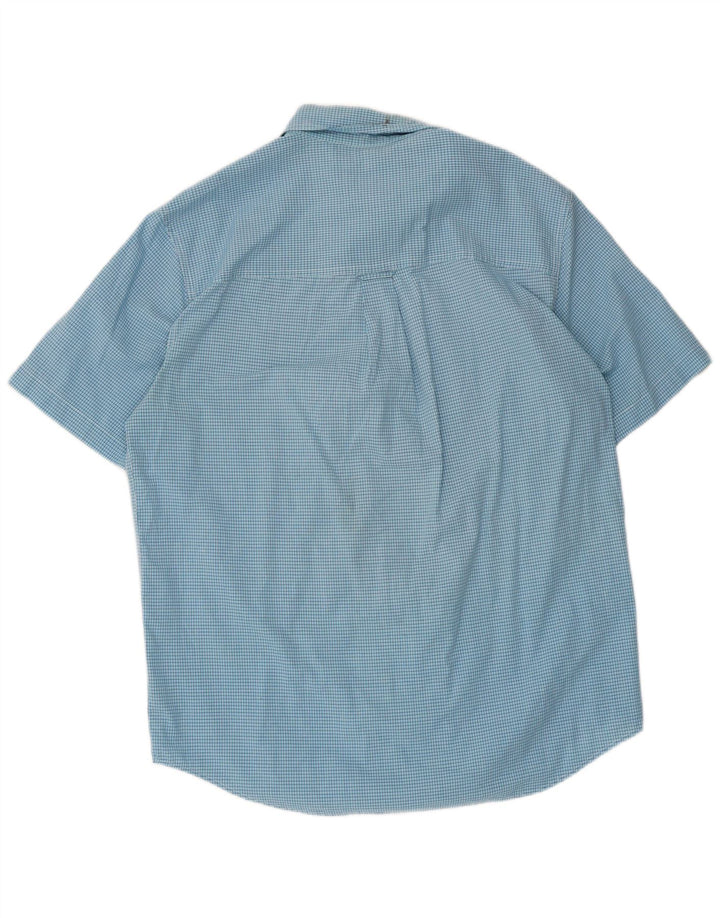 Camicia a maniche corte da uomo Chaps in cotone a quadretti blu medio