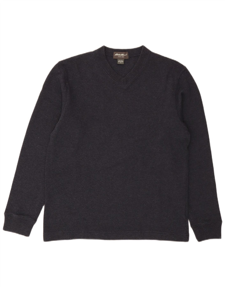 Maglione da uomo con scollo a V Eddie Bauer piccolo in cotone blu navy