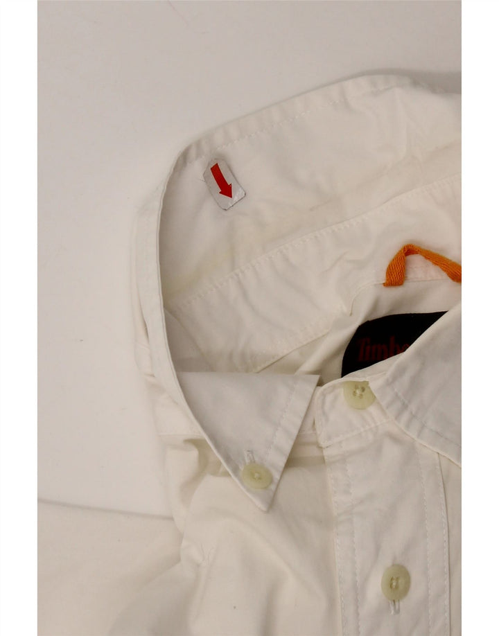 Camicia a maniche corte da uomo Timberland in cotone bianco medio