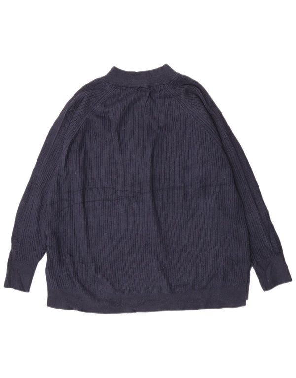 Maglione da donna Marks & Spencer con zip e collo UK 16 grande blu navy