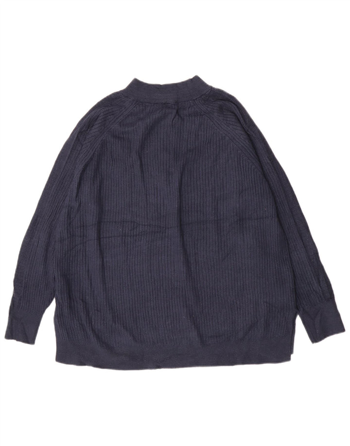 Maglione da donna Marks & Spencer con zip e collo UK 16 grande blu navy