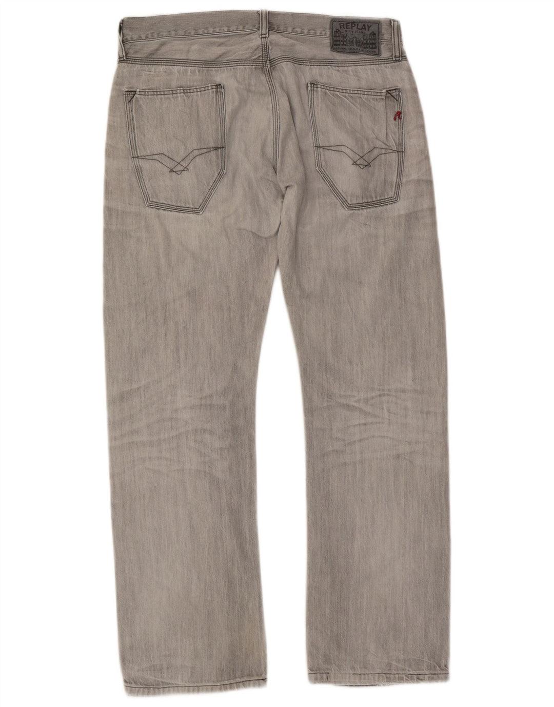 Jeans dritti invecchiati da uomo Replay W33 L32 in cotone grigio
