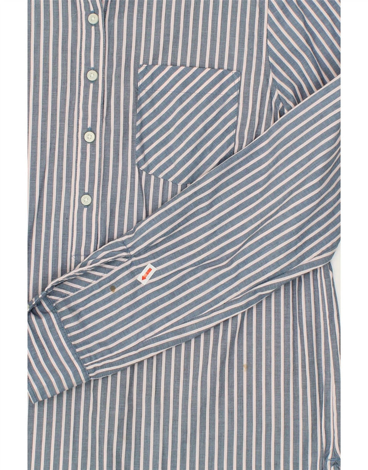 TOMMY HILFIGER Womens Pullover Shirt UK 14 Medium Blue Pinstripe Cotton Vintage Tommy Hilfiger and Second-Hand Tommy Hilfiger from Messina Hembry 