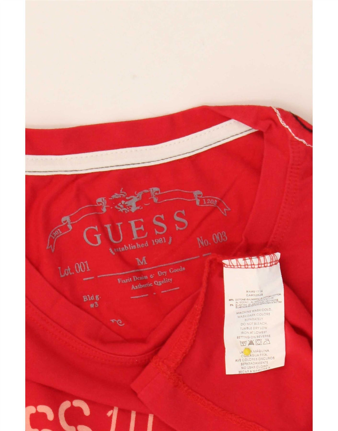 Guess Top grafico da uomo a maniche lunghe in cotone rosso medio
