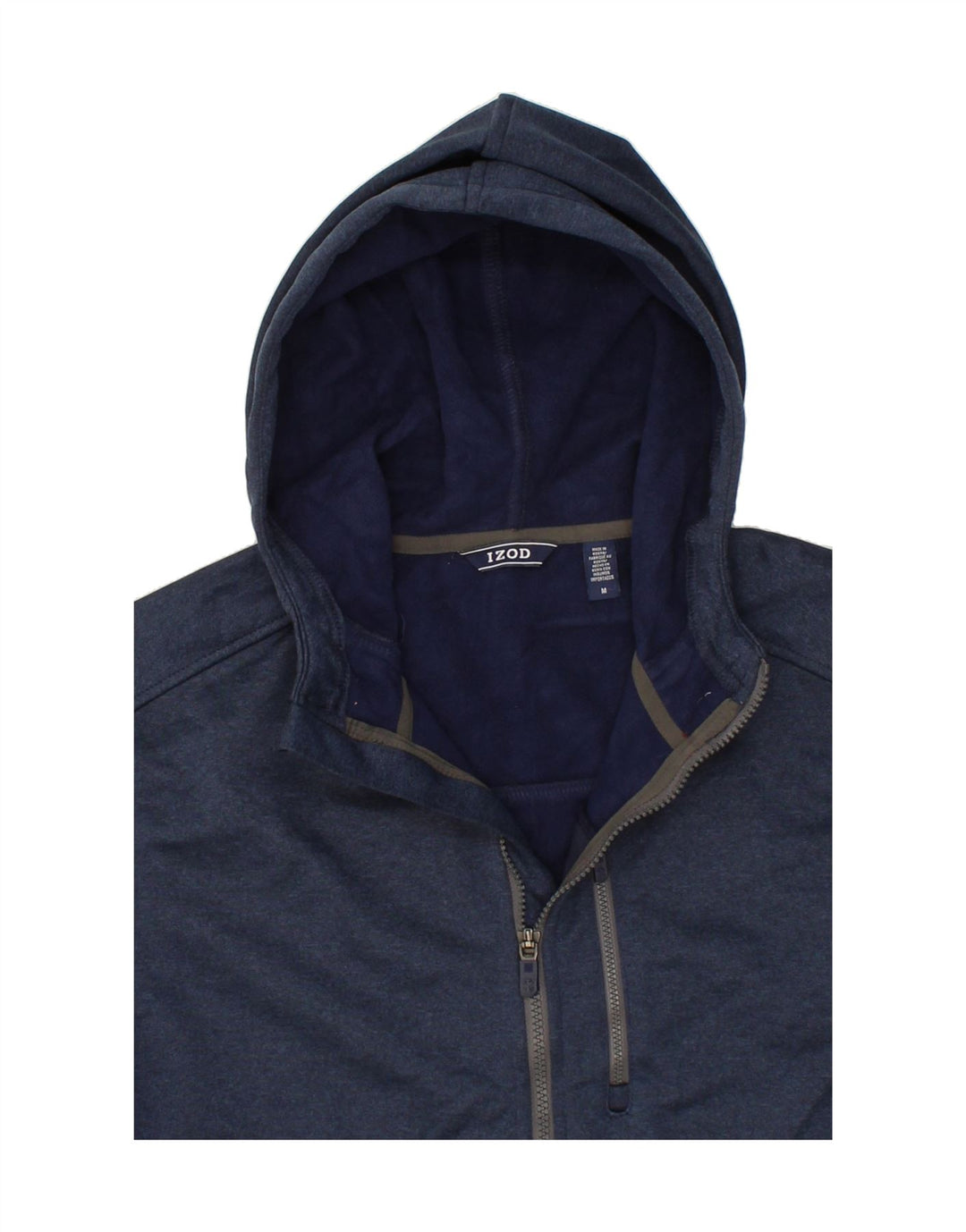 IZOD Mens Zip Hoodie Sweater Medium Navy Blue Polyester Vintage Izod and Second-Hand Izod from Messina Hembry 