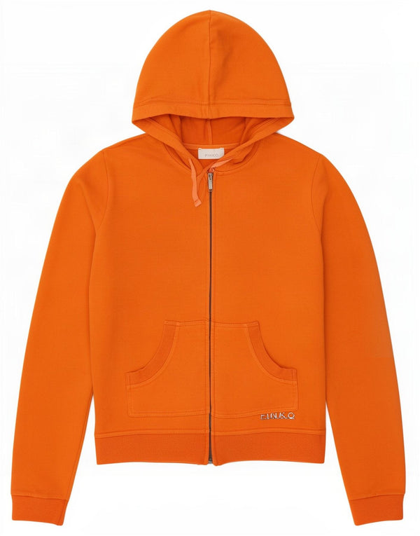 Maglione con cappuccio e zip da donna Pinko UK 14 grande cotone arancione