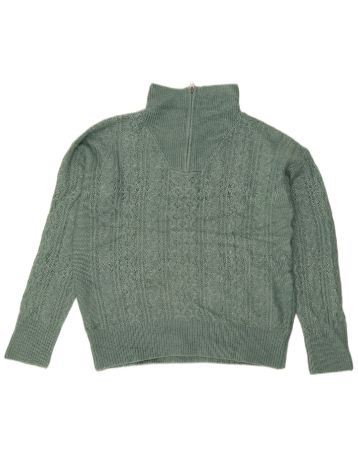 Maglione maglione oversize con zip e collo da donna Fat Face UK 12 Nylon verde medio