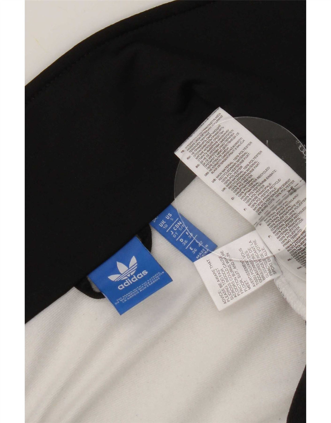 Giacca da tuta da donna Adidas UK 10 Small Nero Colourblock Poliestere