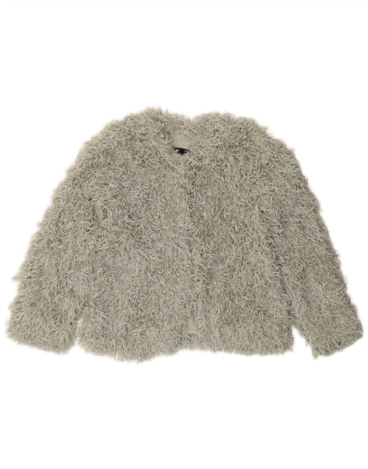Giacca corta da donna in pelliccia sintetica Zara UK 10 piccola poliestere grigio