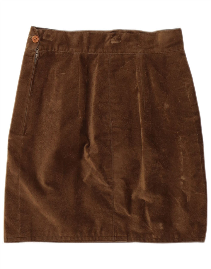 Gonna tubino vintage in pelle scamosciata da donna W26 piccola marrone
